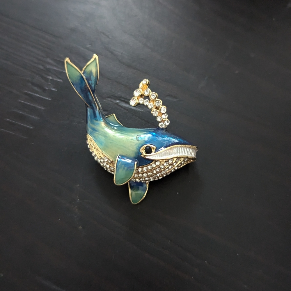 Blue Whale Fish Brooch